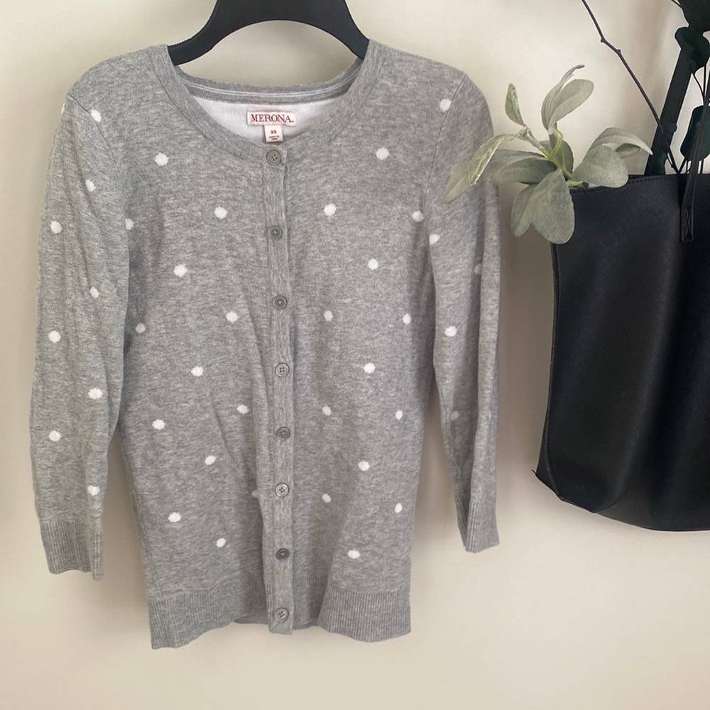 Size xs MERONA grey polka dot cardigan